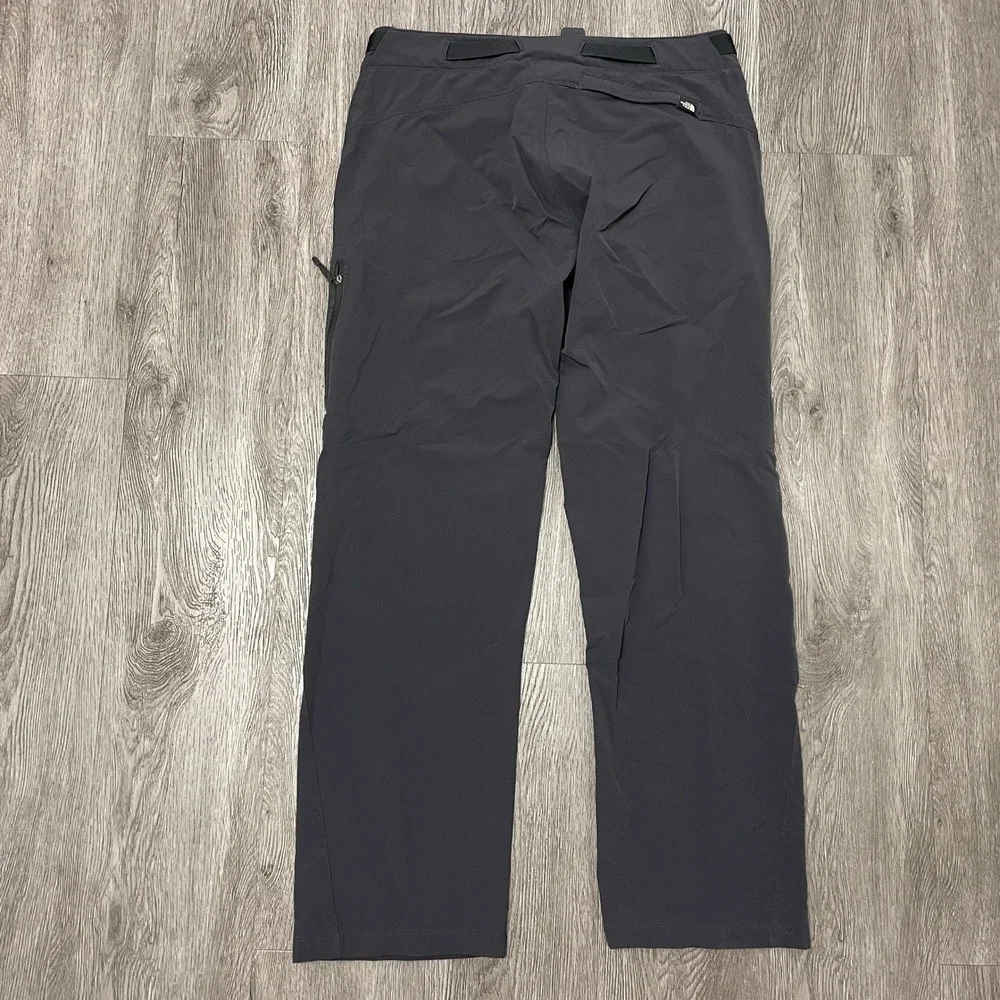 North Face Pants Mens 34 Gray Hiking Belted Straight Leg Nylon Stretch Tech